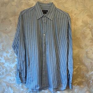 Michael Kors Men's Shirt with Blue and White Stripes